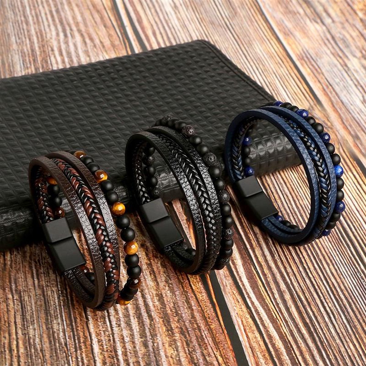 Luxe Leren Armband Set voor Mannen – Stijlvol & Tijdloos